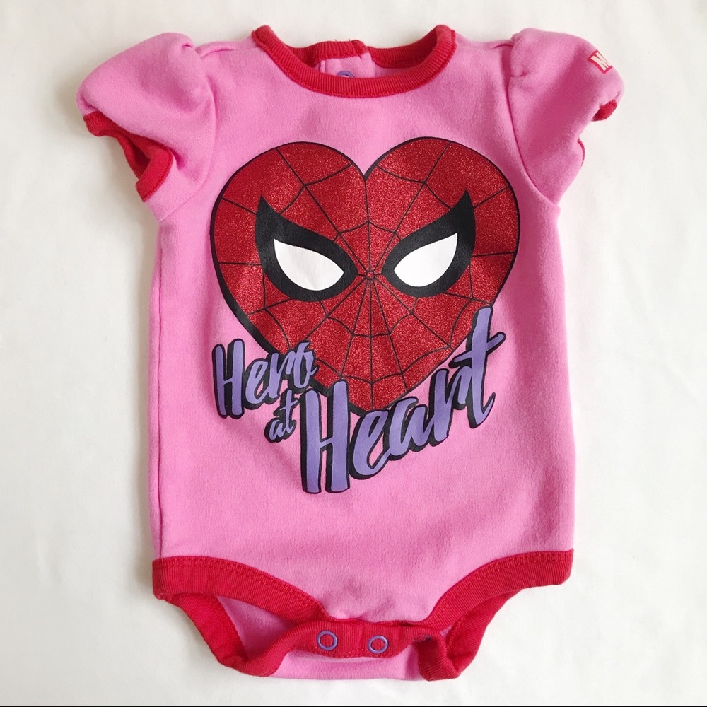 6/$20 DISNEY Spider-Man Hero Pink Onesie Bodysuit